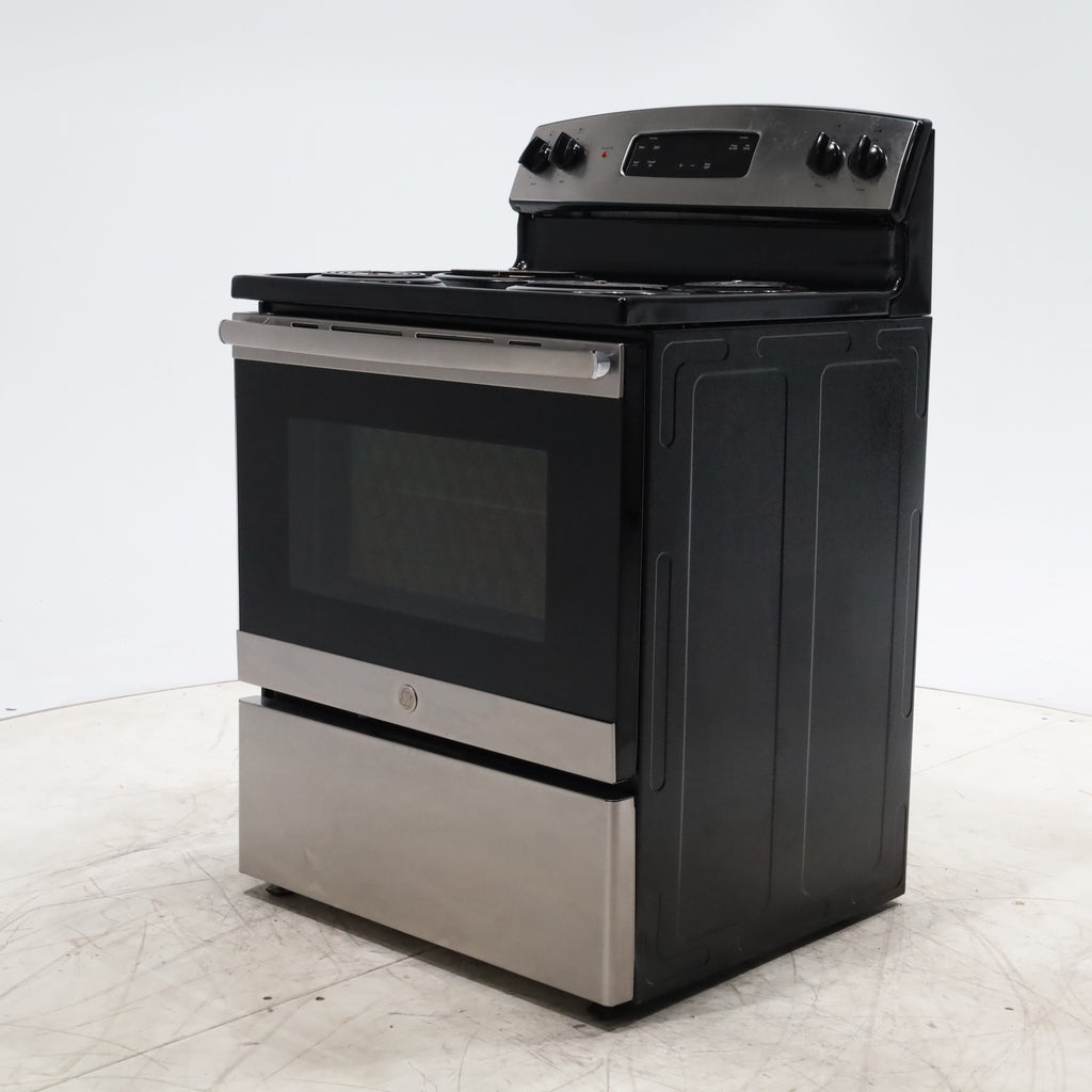 Pictures of Black with Stainless Steel GE 5.0 cu. ft. Freestanding 4 Element Electric Range with Sensi-Temp Technology - Certified Refurbished - Neu Appliance Outlet - Discount Appliance Outlet in Austin, Tx