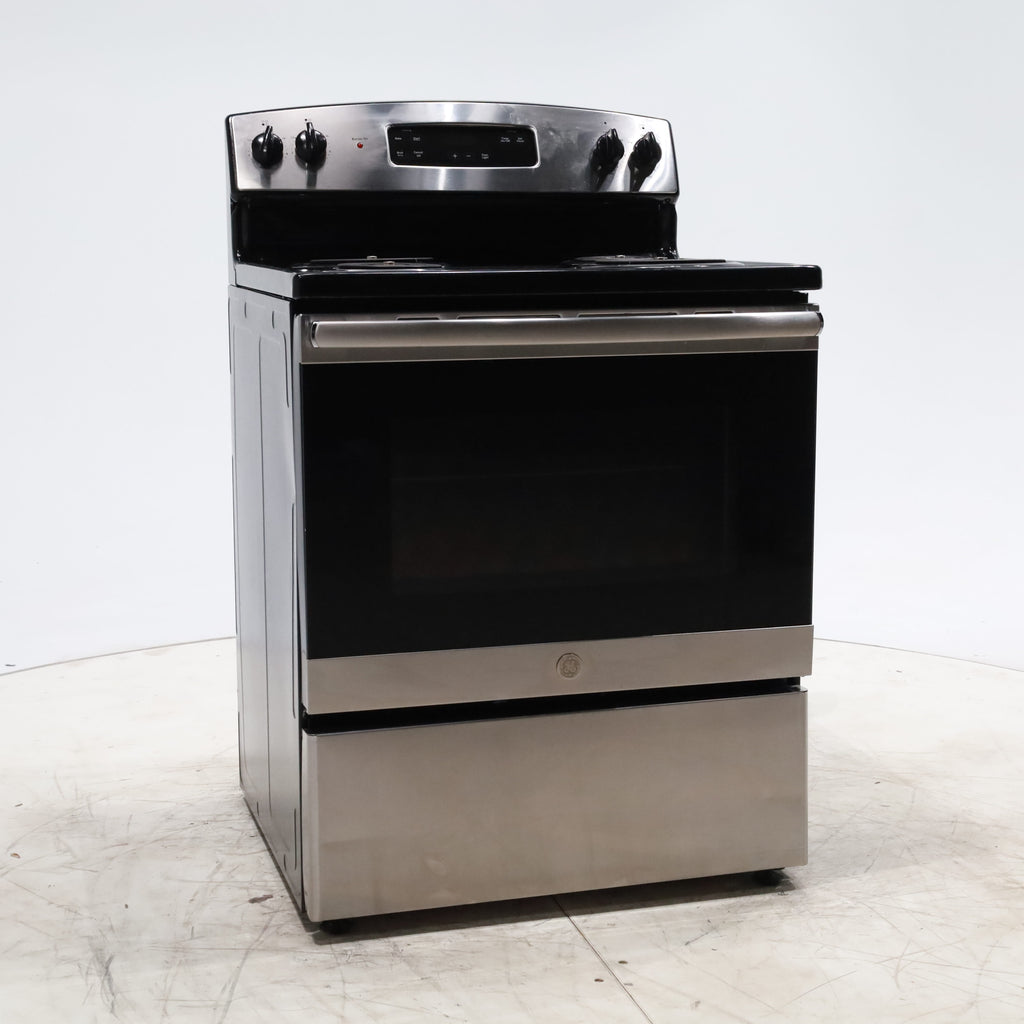Pictures of Black with Stainless Steel GE 5.0 cu. ft. Freestanding 4 Element Electric Range with Sensi-Temp Technology - Certified Refurbished - Neu Appliance Outlet - Discount Appliance Outlet in Austin, Tx