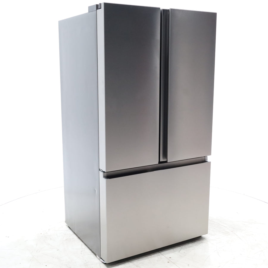 Fingerprint Resistant Brushed Steel ENERGY STAR Hisense 26.6 cu. ft. 3 Door French Door Refrigerator with Icemaker and Internal Water Dispenser - Scratch & Dent - Minor