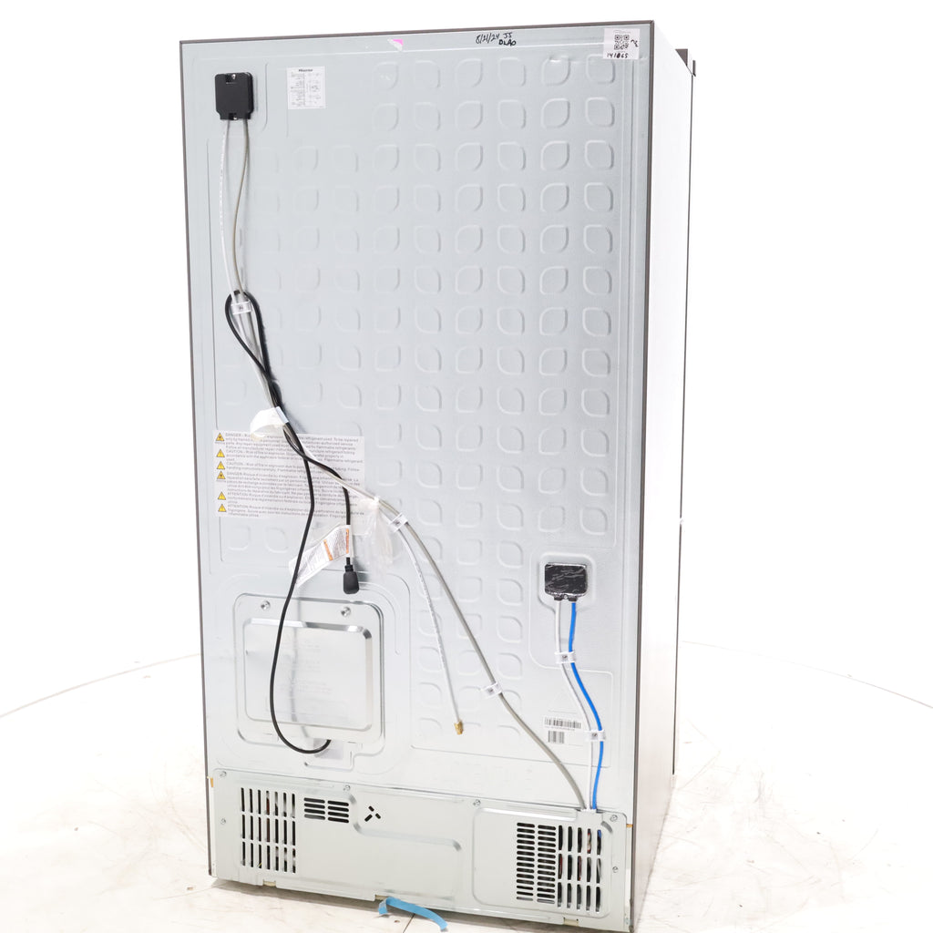 Pictures of Fingerprint Resistant Brushed Steel ENERGY STAR Hisense 26.6 cu. ft. 3 Door French Door Refrigerator with Icemaker and Internal Water Dispenser - Scratch & Dent - Minor - Neu Appliance Outlet - Discount Appliance Outlet in Austin, Tx