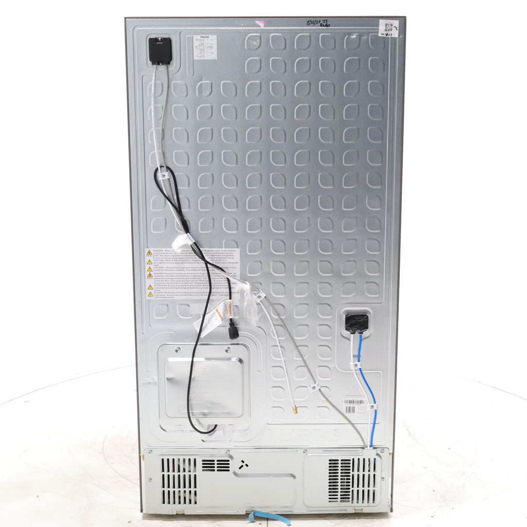 Pictures of Fingerprint Resistant Brushed Steel ENERGY STAR Hisense 26.6 cu. ft. 3 Door French Door Refrigerator with Icemaker and Internal Water Dispenser - Scratch & Dent - Minor - Neu Appliance Outlet - Discount Appliance Outlet in Austin, Tx