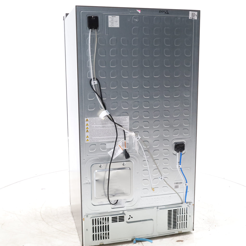 Pictures of Fingerprint Resistant Brushed Steel ENERGY STAR Hisense 26.6 cu. ft. 3 Door French Door Refrigerator with Icemaker and Internal Water Dispenser - Scratch & Dent - Minor - Neu Appliance Outlet - Discount Appliance Outlet in Austin, Tx