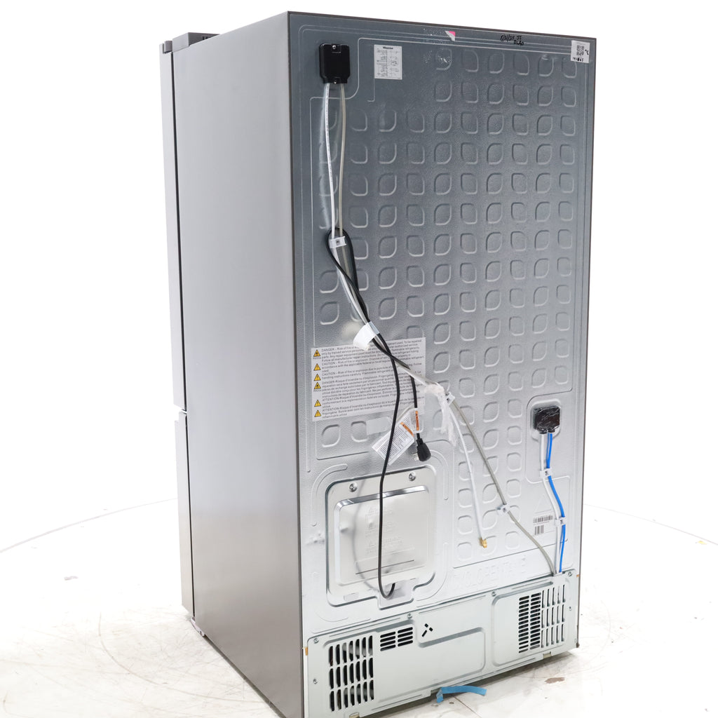 Pictures of Fingerprint Resistant Brushed Steel ENERGY STAR Hisense 26.6 cu. ft. 3 Door French Door Refrigerator with Icemaker and Internal Water Dispenser - Scratch & Dent - Minor - Neu Appliance Outlet - Discount Appliance Outlet in Austin, Tx