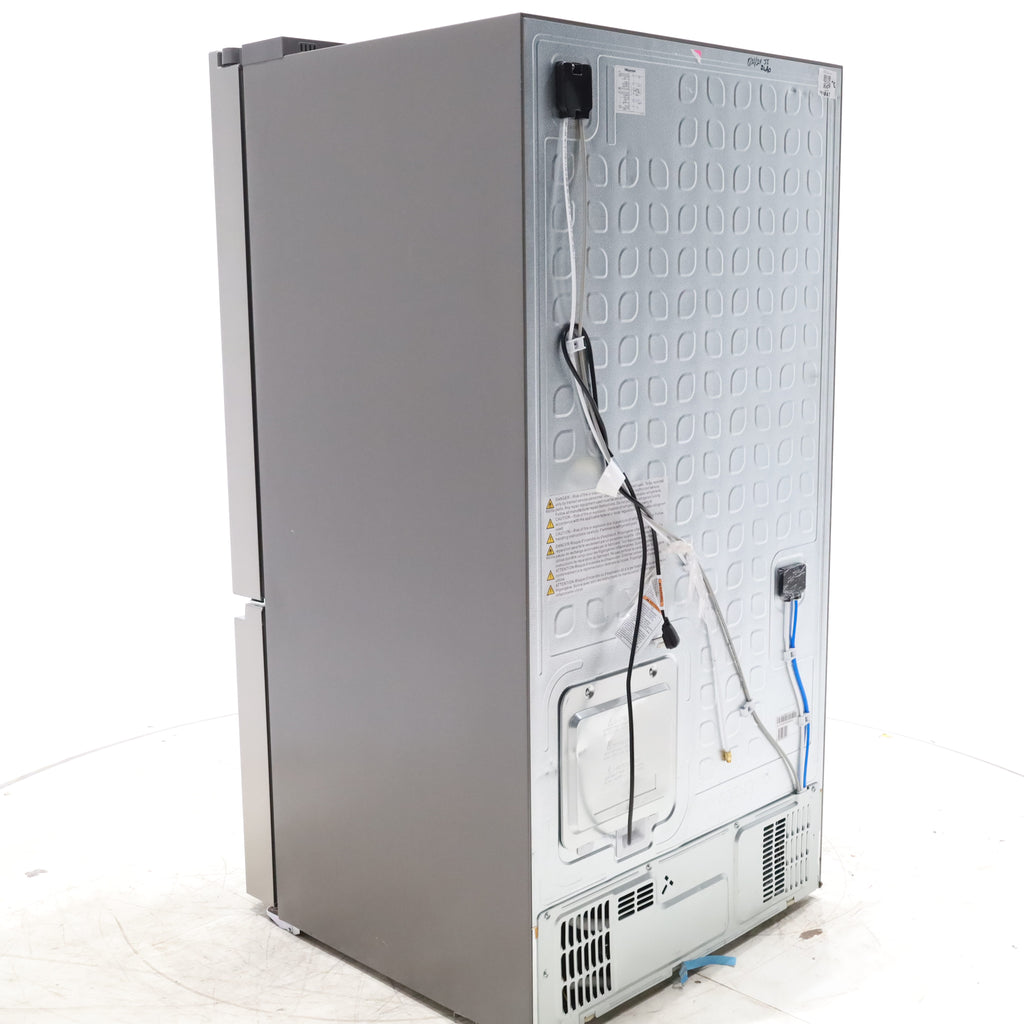 Pictures of Fingerprint Resistant Brushed Steel ENERGY STAR Hisense 26.6 cu. ft. 3 Door French Door Refrigerator with Icemaker and Internal Water Dispenser - Scratch & Dent - Minor - Neu Appliance Outlet - Discount Appliance Outlet in Austin, Tx