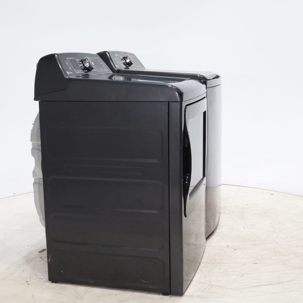 Pictures of Diamond Gray ENERGY STAR GE Profile 5.4 cu. ft. Top Load Washing Machine with FlexDispense and Diamond Gray ENERGY STAR GE Profile 7.4 cu. ft. Gas Dryer with Steam - Scratch & Dent - Moderate - Neu Appliance Outlet - Discount Appliance Outlet in Austin, Tx