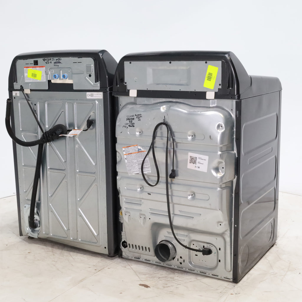 Pictures of Diamond Gray ENERGY STAR GE Profile 5.4 cu. ft. Top Load Washing Machine with FlexDispense and Diamond Gray ENERGY STAR GE Profile 7.4 cu. ft. Gas Dryer with Steam - Scratch & Dent - Moderate - Neu Appliance Outlet - Discount Appliance Outlet in Austin, Tx