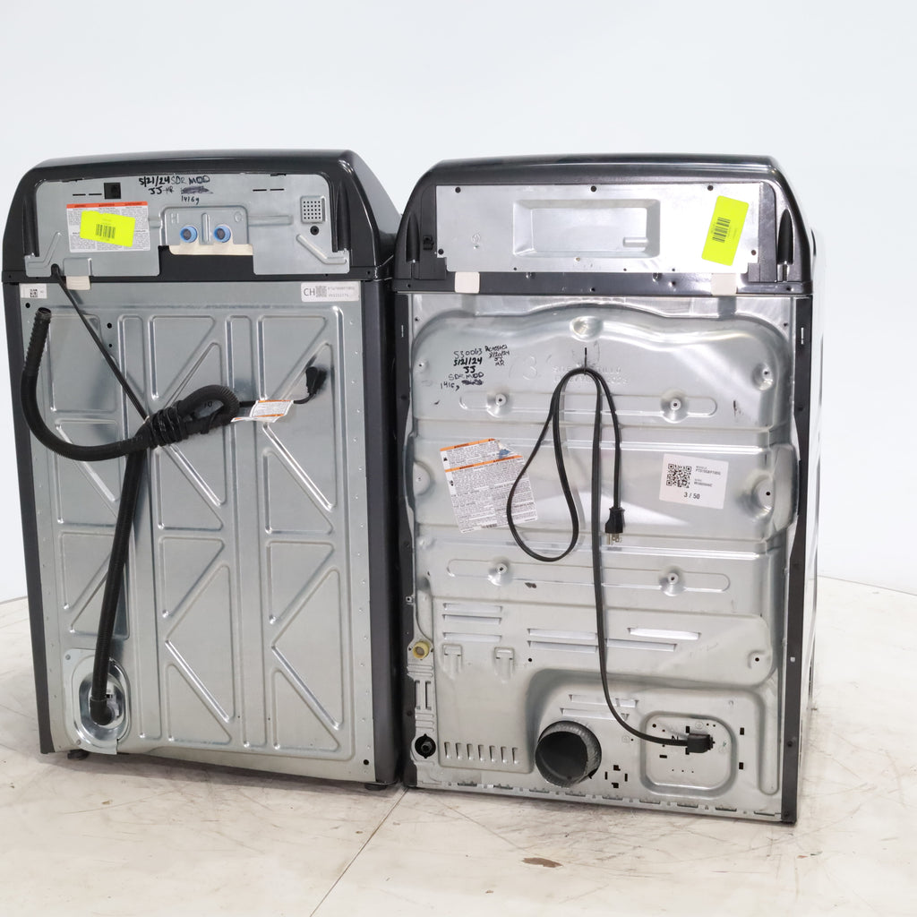 Pictures of Diamond Gray ENERGY STAR GE Profile 5.4 cu. ft. Top Load Washing Machine with FlexDispense and Diamond Gray ENERGY STAR GE Profile 7.4 cu. ft. Gas Dryer with Steam - Scratch & Dent - Moderate - Neu Appliance Outlet - Discount Appliance Outlet in Austin, Tx