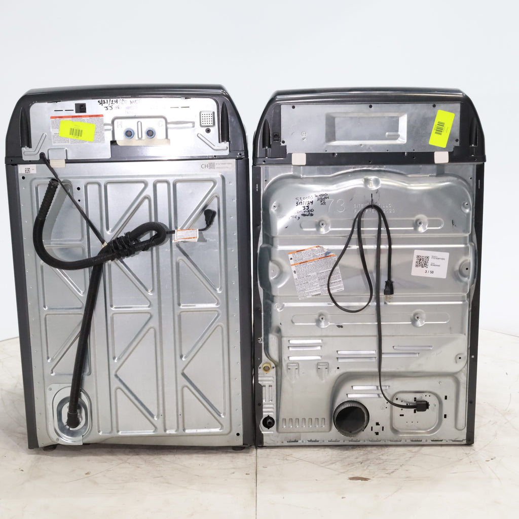 Pictures of Diamond Gray ENERGY STAR GE Profile 5.4 cu. ft. Top Load Washing Machine with FlexDispense and Diamond Gray ENERGY STAR GE Profile 7.4 cu. ft. Gas Dryer with Steam - Scratch & Dent - Moderate - Neu Appliance Outlet - Discount Appliance Outlet in Austin, Tx