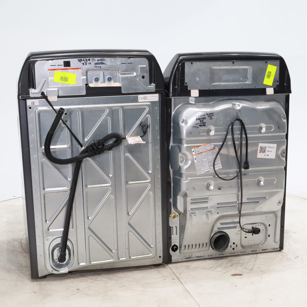 Pictures of Diamond Gray ENERGY STAR GE Profile 5.4 cu. ft. Top Load Washing Machine with FlexDispense and Diamond Gray ENERGY STAR GE Profile 7.4 cu. ft. Gas Dryer with Steam - Scratch & Dent - Moderate - Neu Appliance Outlet - Discount Appliance Outlet in Austin, Tx