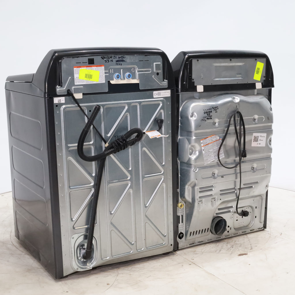 Pictures of Diamond Gray ENERGY STAR GE Profile 5.4 cu. ft. Top Load Washing Machine with FlexDispense and Diamond Gray ENERGY STAR GE Profile 7.4 cu. ft. Gas Dryer with Steam - Scratch & Dent - Moderate - Neu Appliance Outlet - Discount Appliance Outlet in Austin, Tx