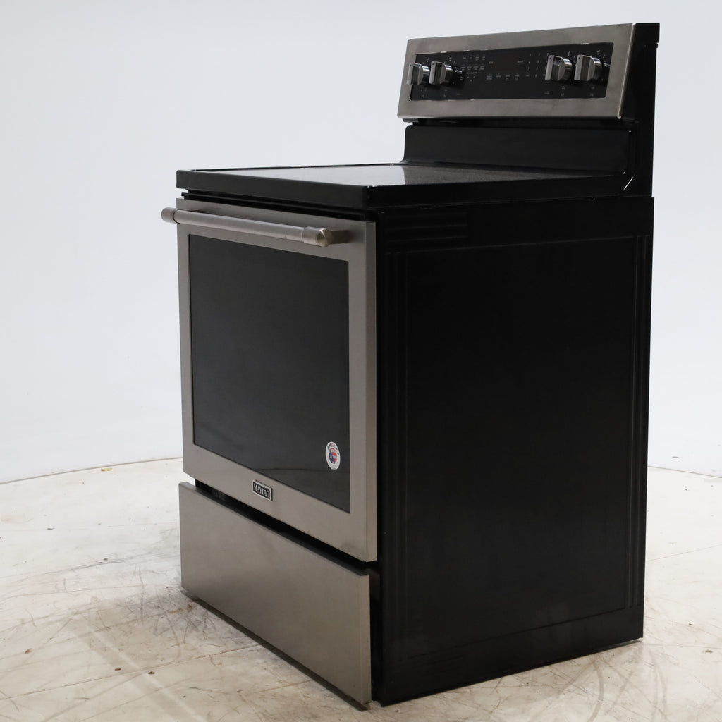 Pictures of Fingerprint-Resistant Stainless Steel Maytag 6.4 cu. ft. Freestanding 5 Heating Elements Smooth Cooktop Electric Range with Convection - Certified Refurbished - Neu Appliance Outlet - Discount Appliance Outlet in Austin, Tx