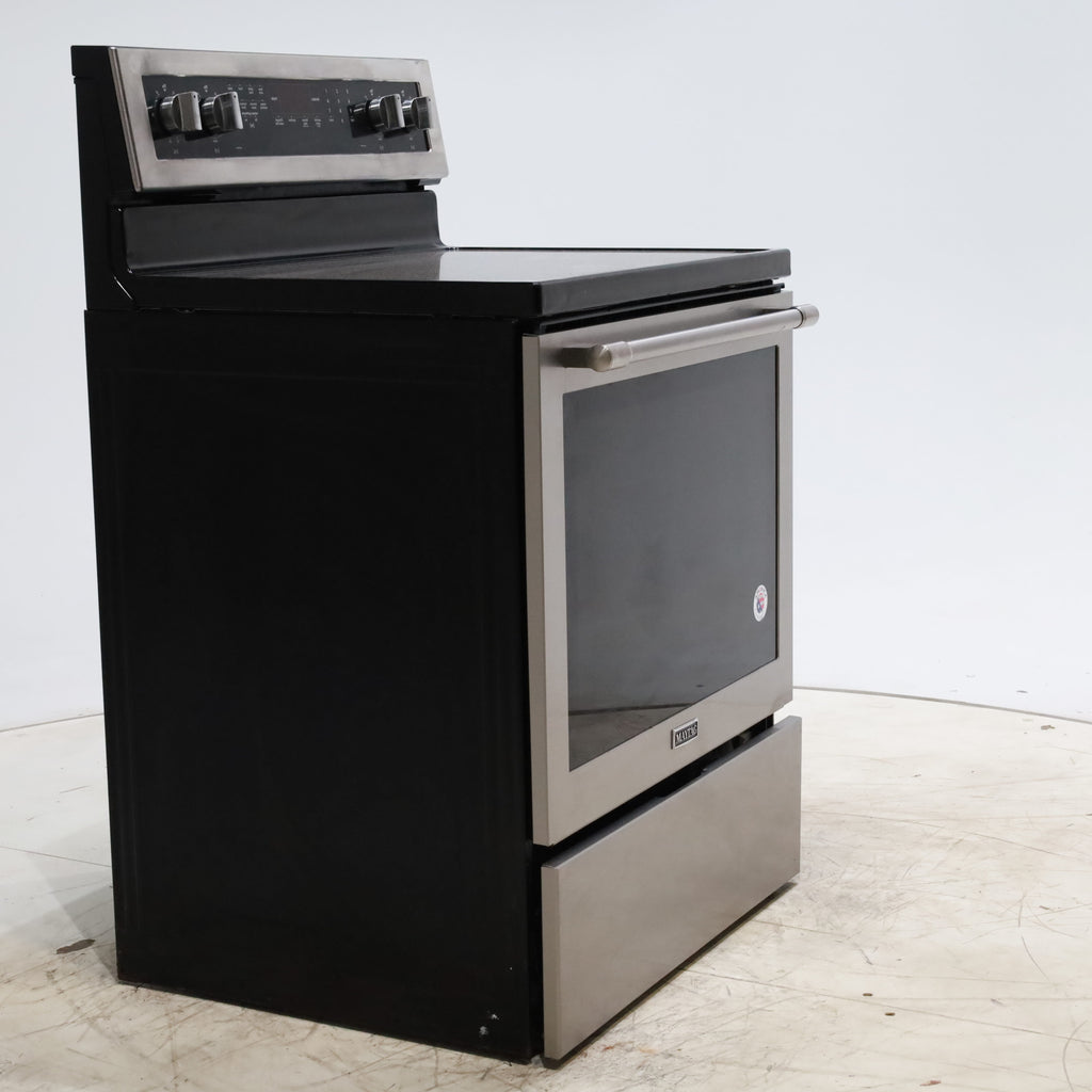 Pictures of Fingerprint-Resistant Stainless Steel Maytag 6.4 cu. ft. Freestanding 5 Heating Elements Smooth Cooktop Electric Range with Convection - Certified Refurbished - Neu Appliance Outlet - Discount Appliance Outlet in Austin, Tx