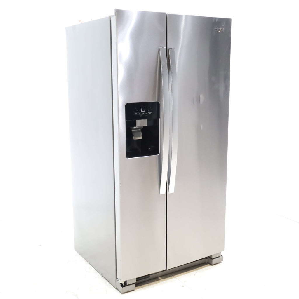 Pictures of 33 in. Wide Fingerprint-Resistant Stainless Steel Whirlpool 21.4 cu. ft. Side by Side Refrigerator with In Door Ice and Water Dispenser - Certified Refurbished - Neu Appliance Outlet - Discount Appliance Outlet in Austin, Tx