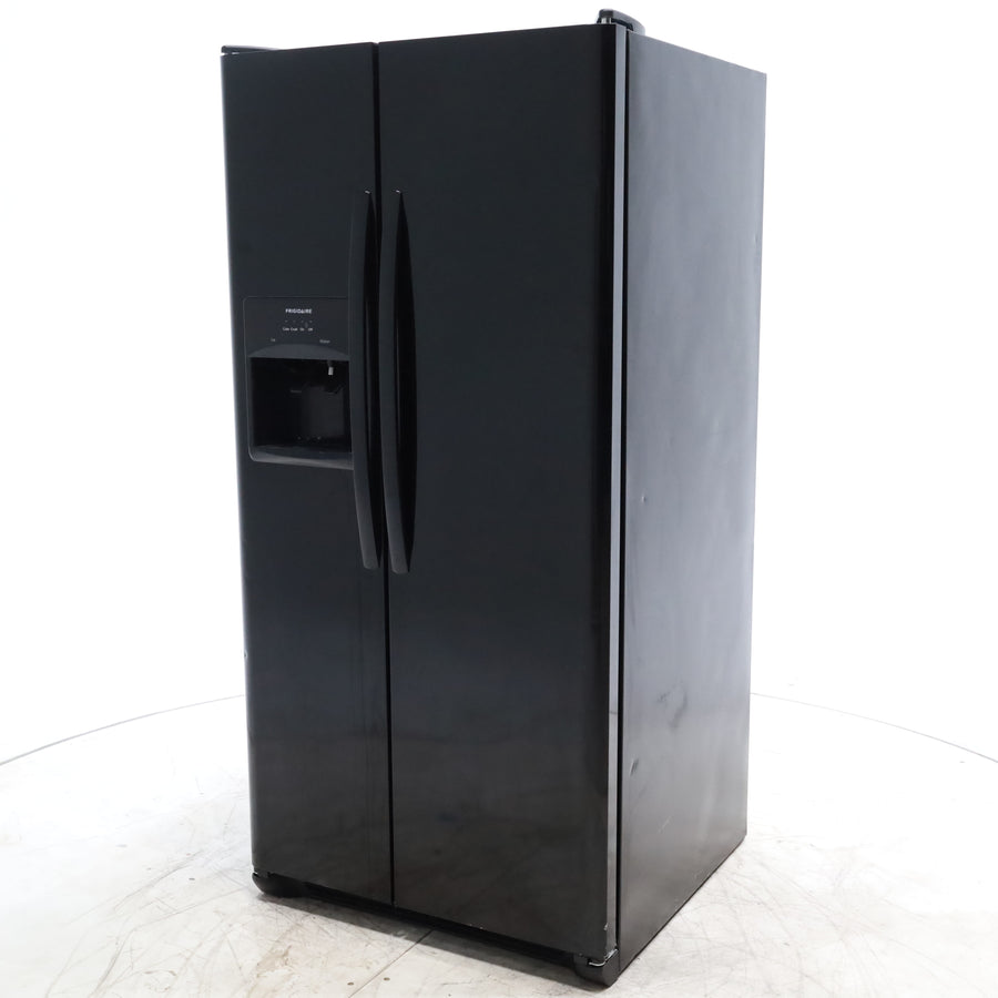 33" Wide Ebony Black Frigidaire 22.1 cu. ft. Side by Side Refrigerator with External Ice and Water Dispenser - Certified Refurbished