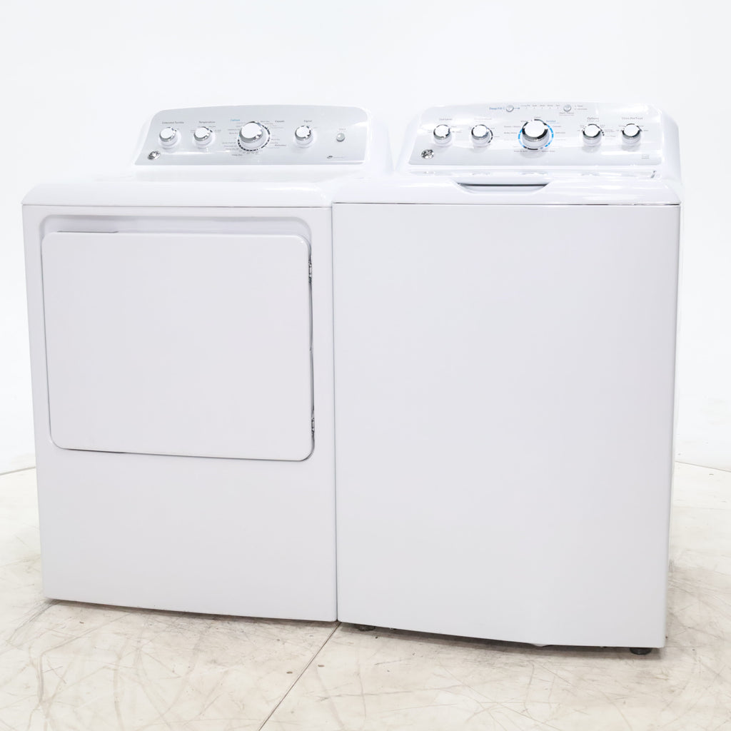 Pictures of ENERGY STAR GE 4.6 cu. ft. Top Load Washing Machine with Stainless Steel Basket and 7.2 cu. ft. Electric Dryer with HE Sensor Dry - Scratch & Dent - Minor - Neu Appliance Outlet - Discount Appliance Outlet in Austin, Tx