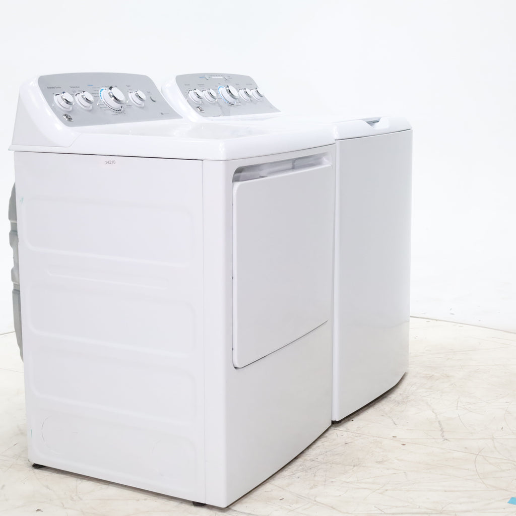 Pictures of ENERGY STAR GE 4.6 cu. ft. Top Load Washing Machine with Stainless Steel Basket and 7.2 cu. ft. Electric Dryer with HE Sensor Dry - Scratch & Dent - Minor - Neu Appliance Outlet - Discount Appliance Outlet in Austin, Tx