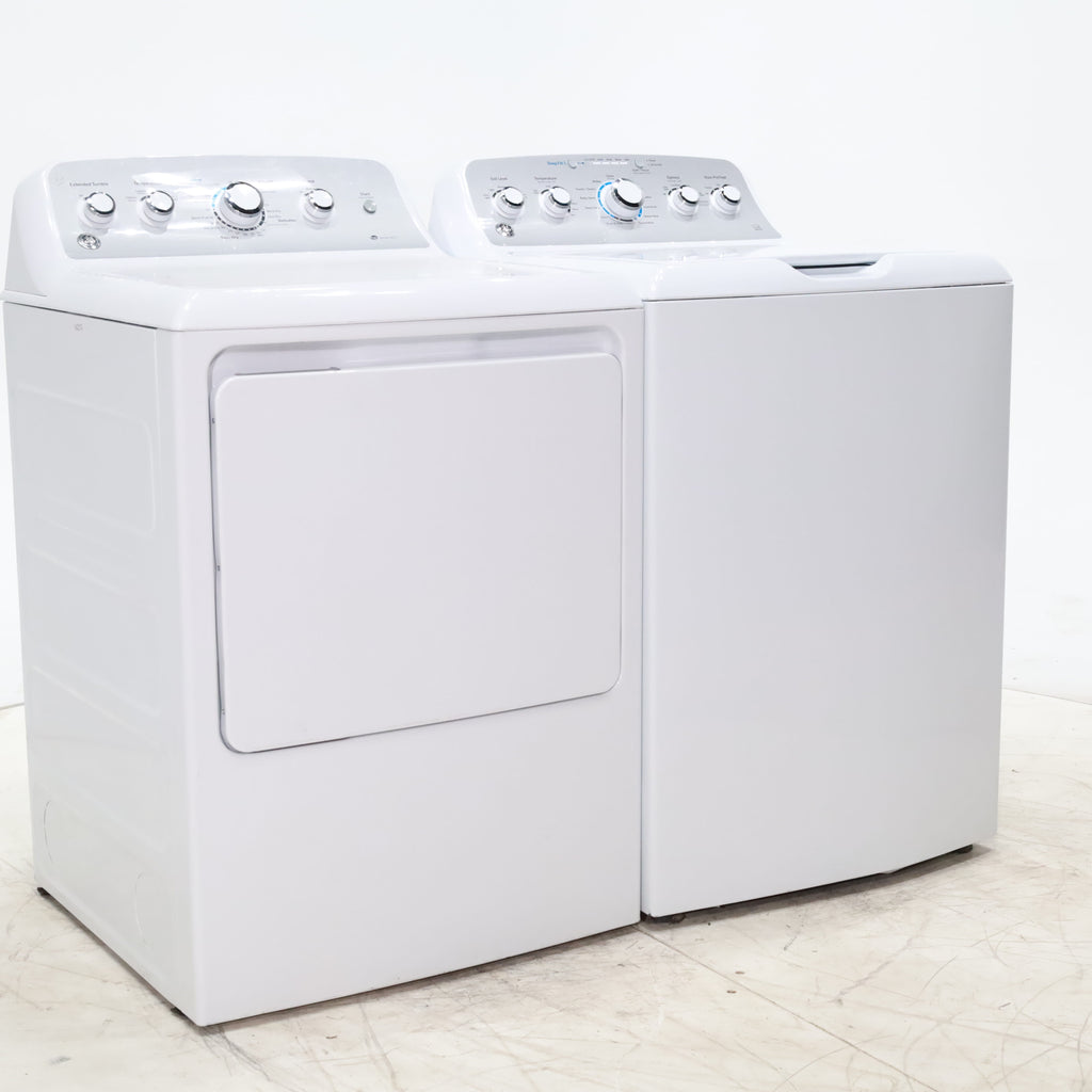 Pictures of ENERGY STAR GE 4.6 cu. ft. Top Load Washing Machine with Stainless Steel Basket and 7.2 cu. ft. Electric Dryer with HE Sensor Dry - Scratch & Dent - Minor - Neu Appliance Outlet - Discount Appliance Outlet in Austin, Tx