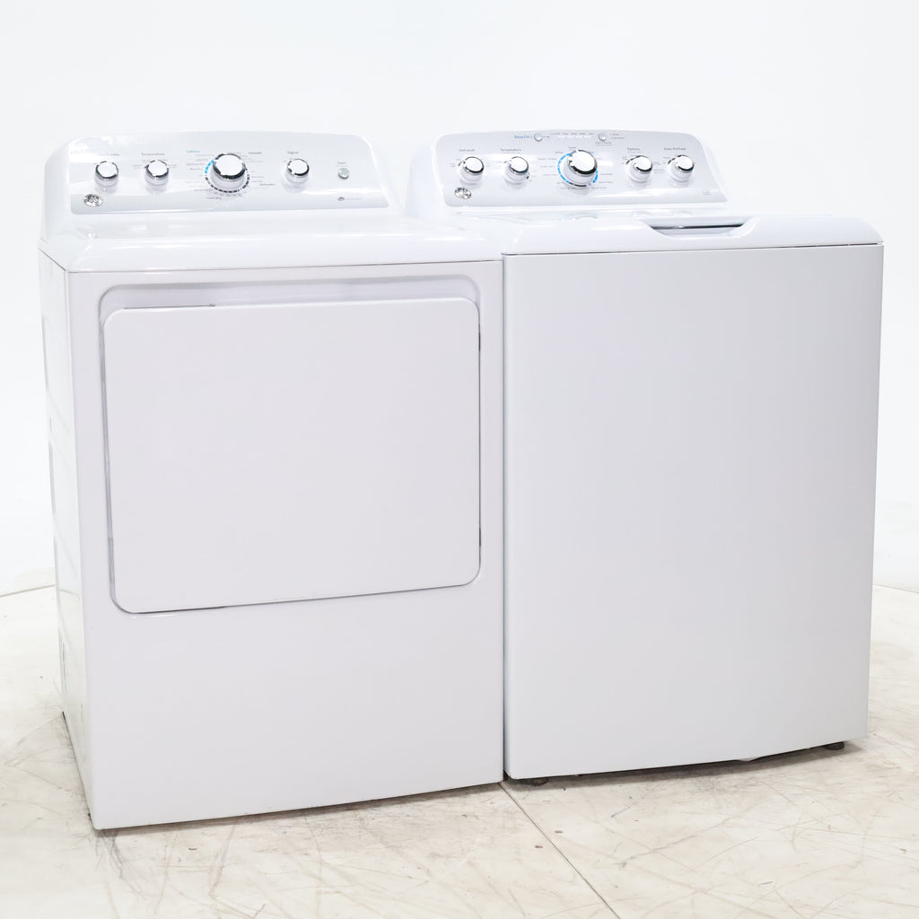 Pictures of ENERGY STAR GE 4.6 cu. ft. Top Load Washing Machine with Stainless Steel Basket and 7.2 cu. ft. Electric Dryer with HE Sensor Dry - Scratch & Dent - Minor - Neu Appliance Outlet - Discount Appliance Outlet in Austin, Tx