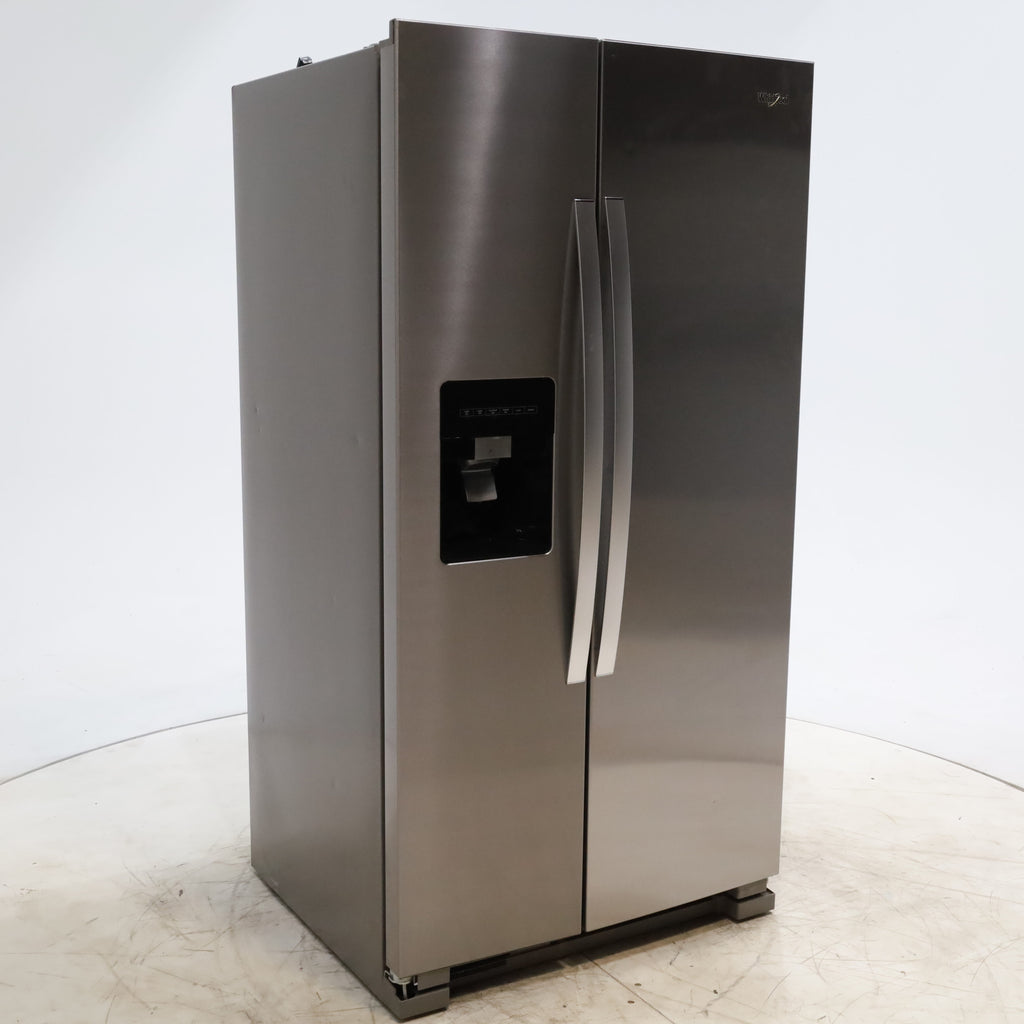 Pictures of 33 in. Wide Fingerprint-Resistant Stainless Steel Whirlpool 21.4 cu. ft. Side by Side Refrigerator with In Door Ice and Water Dispenser - Scratch & Dent - Minor - Neu Appliance Outlet - Discount Appliance Outlet in Austin, Tx
