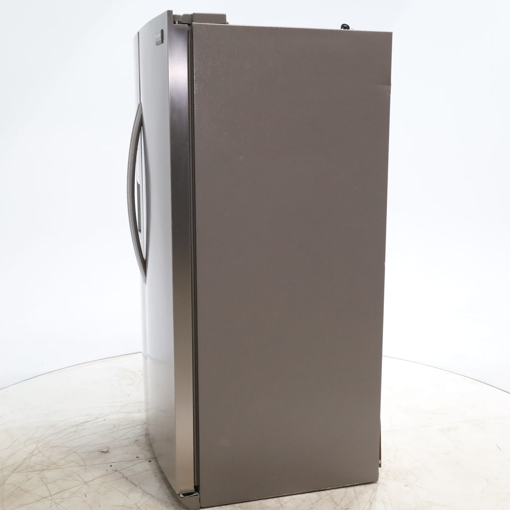 Pictures of Smudge-Proof Stainless Steel ENERGY STAR Frigidaire Gallery 25.6 cu. ft. Side by Side Refrigerator with External Water and Ice Dispenser - Certified Refurbished - Neu Appliance Outlet - Discount Appliance Outlet in Austin, Tx
