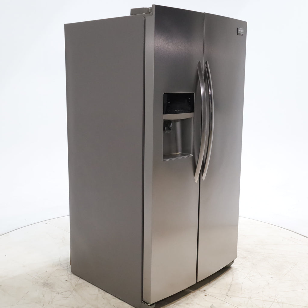 Pictures of Smudge-Proof Stainless Steel ENERGY STAR Frigidaire Gallery 25.6 cu. ft. Side by Side Refrigerator with External Water and Ice Dispenser - Certified Refurbished - Neu Appliance Outlet - Discount Appliance Outlet in Austin, Tx