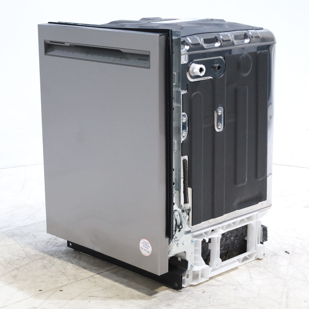 Pictures of 24 in. KitchenAid PrintShield ENERGY STAR Stainless Steel Built-In Front Control Tall Tub 39 dBA Dishwasher with Stainless Steel Tub - Scratch & Dent - Minor - Neu Appliance Outlet - Discount Appliance Outlet in Austin, Tx