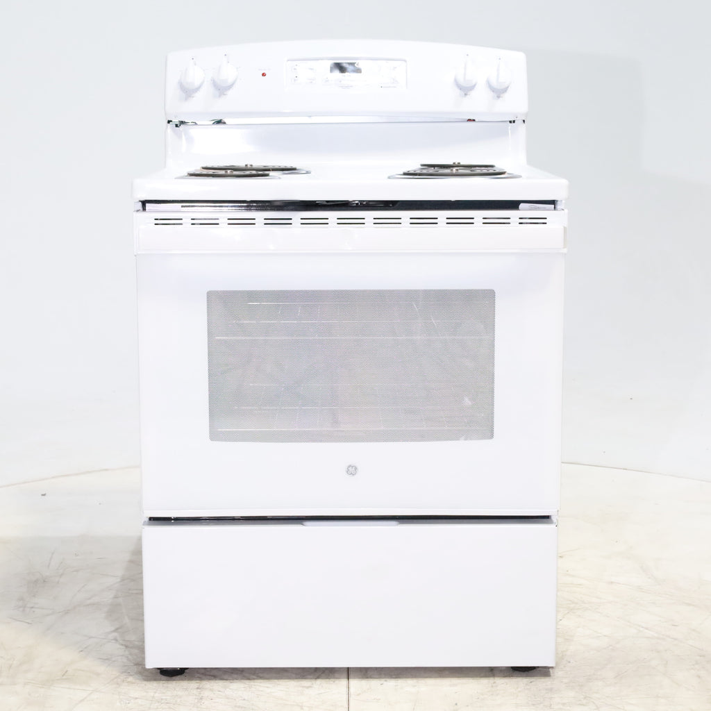 Pictures of White GE 5.0 cu. ft. Freestanding 4 Heating Element Electric Range with Dual Element Baking - Scratch & Dent - Minor - Neu Appliance Outlet - Discount Appliance Outlet in Austin, Tx