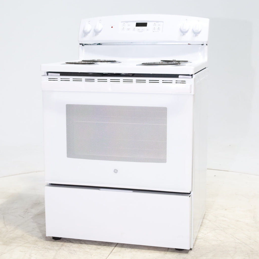 Pictures of White GE 5.0 cu. ft. Freestanding 4 Heating Element Electric Range with Dual Element Baking - Scratch & Dent - Minor - Neu Appliance Outlet - Discount Appliance Outlet in Austin, Tx