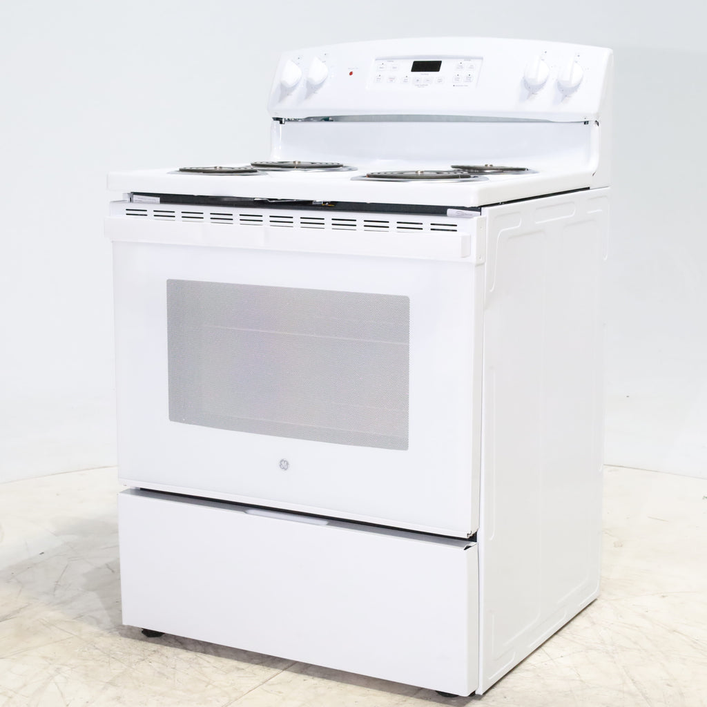 Pictures of White GE 5.0 cu. ft. Freestanding 4 Heating Element Electric Range with Dual Element Baking - Scratch & Dent - Minor - Neu Appliance Outlet - Discount Appliance Outlet in Austin, Tx