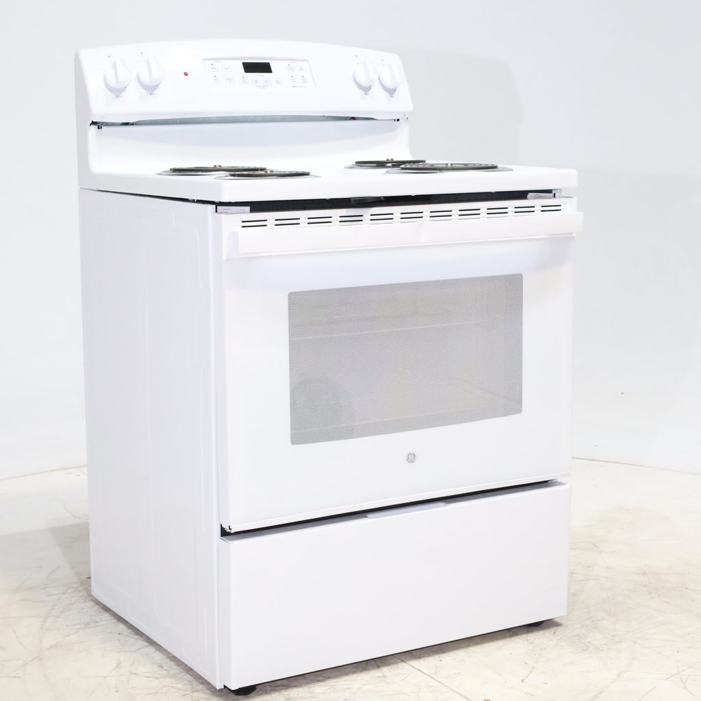 Pictures of White GE 5.0 cu. ft. Freestanding 4 Heating Element Electric Range with Dual Element Baking - Scratch & Dent - Minor - Neu Appliance Outlet - Discount Appliance Outlet in Austin, Tx