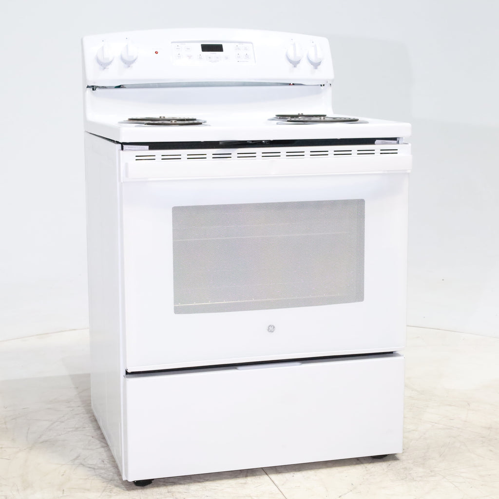 Pictures of White GE 5.0 cu. ft. Freestanding 4 Heating Element Electric Range with Dual Element Baking - Scratch & Dent - Minor - Neu Appliance Outlet - Discount Appliance Outlet in Austin, Tx
