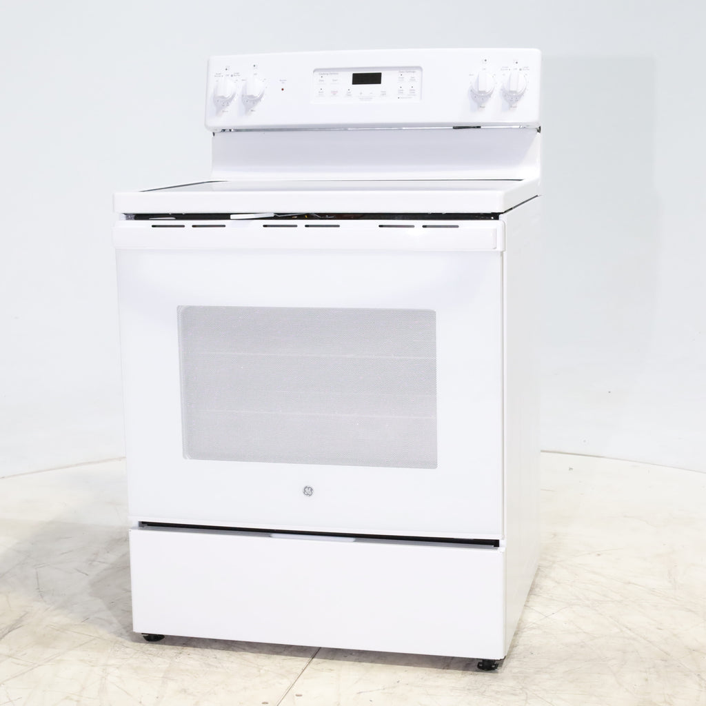 Pictures of White GE 5.3 cu. ft. 4 Element Freestanding Electric Range with Dual Element Baking - Scratch & Dent - Minor - Neu Appliance Outlet - Discount Appliance Outlet in Austin, Tx