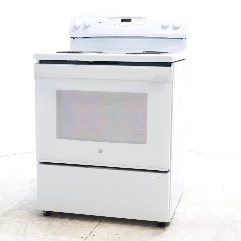 Pictures of White GE 5.0 cu. ft. Freestanding 4 Heating Element Electric Range with Dual Element Baking - Scratch & Dent - Minor - Neu Appliance Outlet - Discount Appliance Outlet in Austin, Tx