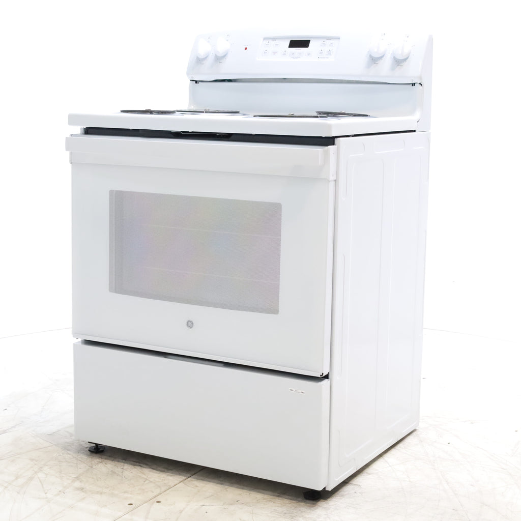 Pictures of White GE 5.0 cu. ft. Freestanding 4 Heating Element Electric Range with Dual Element Baking - Scratch & Dent - Minor - Neu Appliance Outlet - Discount Appliance Outlet in Austin, Tx