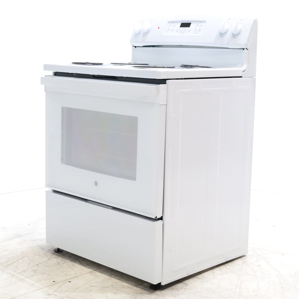 Pictures of White GE 5.0 cu. ft. Freestanding 4 Heating Element Electric Range with Dual Element Baking - Scratch & Dent - Minor - Neu Appliance Outlet - Discount Appliance Outlet in Austin, Tx