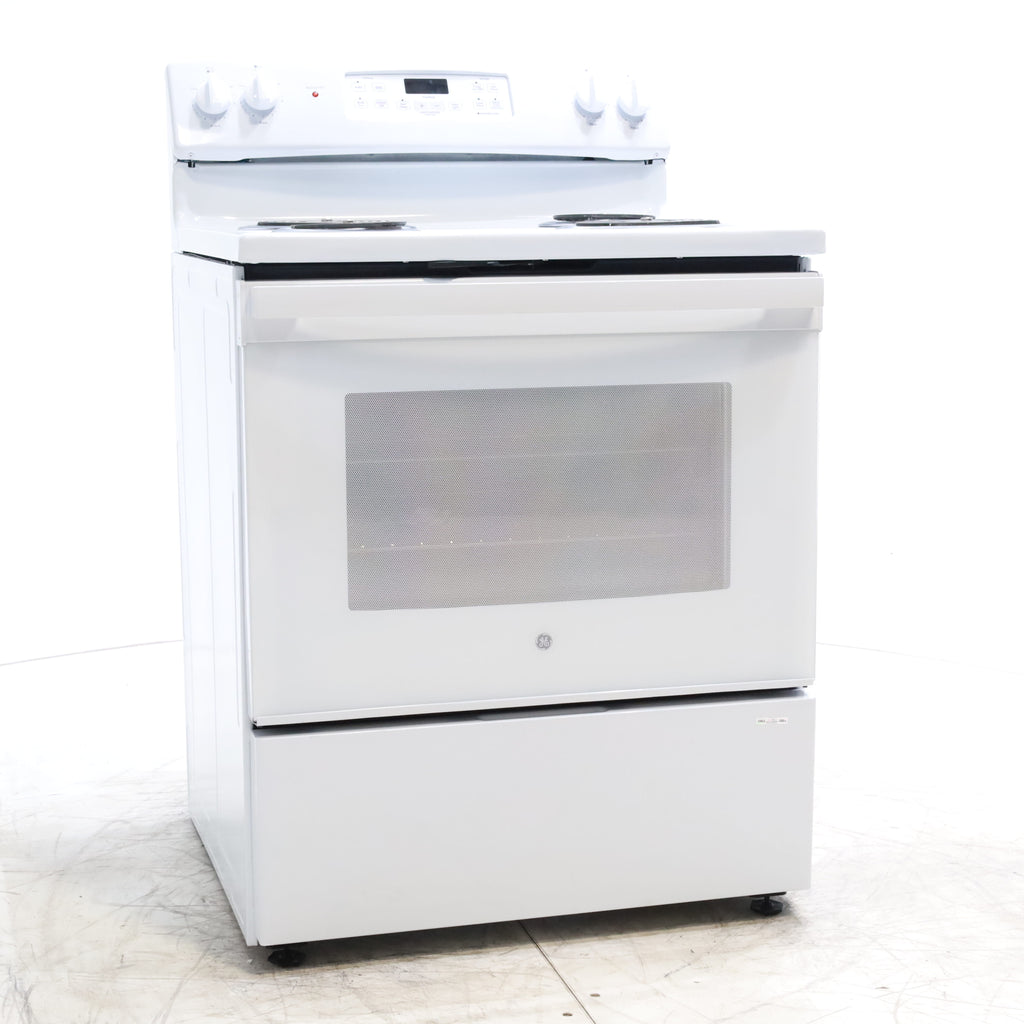Pictures of White GE 5.0 cu. ft. Freestanding 4 Heating Element Electric Range with Dual Element Baking - Scratch & Dent - Minor - Neu Appliance Outlet - Discount Appliance Outlet in Austin, Tx