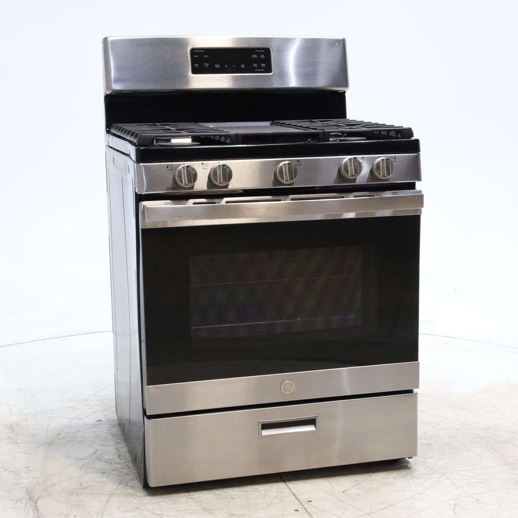 Pictures of Stainless Steel GE 5.0 cu. ft. Freestanding 5 Burner Gas Range with Cast-Iron Grates - Scratch & Dent - Minor - Neu Appliance Outlet - Discount Appliance Outlet in Austin, Tx