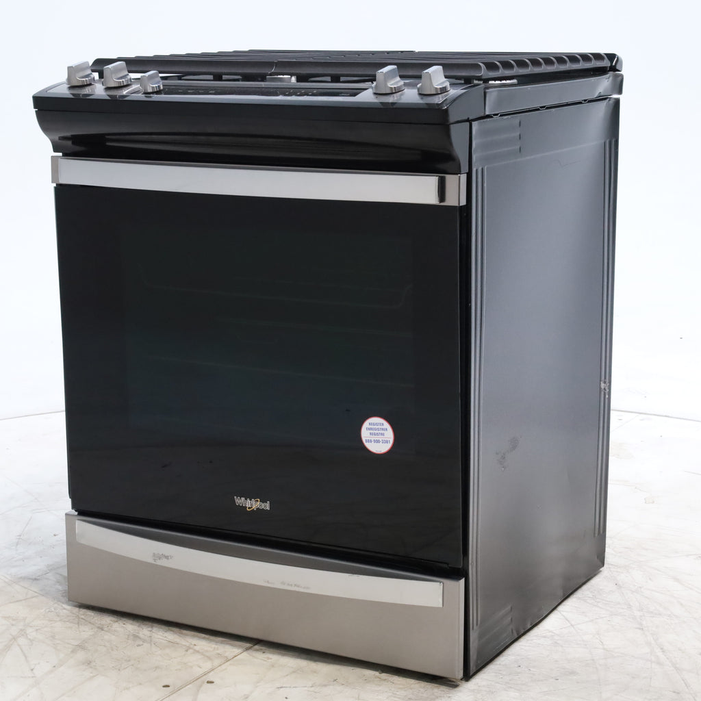 Pictures of Fingerprint Resistant Stainless Steel Whirlpool 5.8 cu. ft. 5 Burner Gas Slide In Range with Air Fry - Scratch & Dent - Moderate - Neu Appliance Outlet - Discount Appliance Outlet in Austin, Tx