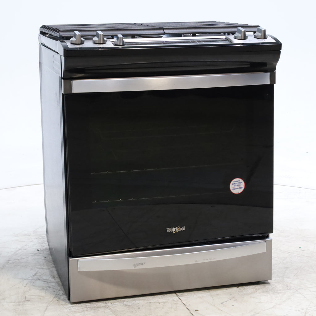 Pictures of Fingerprint Resistant Stainless Steel Whirlpool 5.8 cu. ft. 5 Burner Gas Slide In Range with Air Fry - Scratch & Dent - Moderate - Neu Appliance Outlet - Discount Appliance Outlet in Austin, Tx