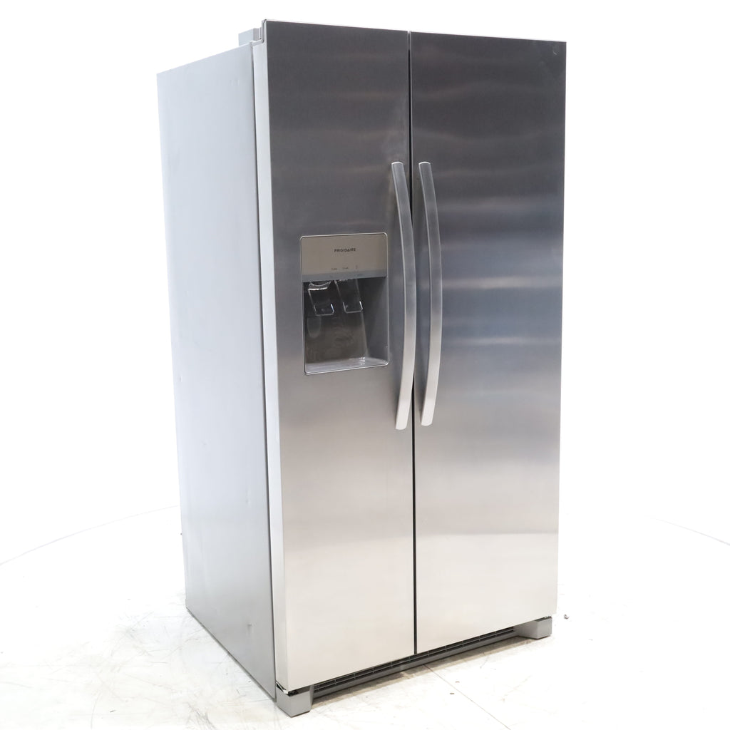 Pictures of Stainless Steel ENERGY STAR Frigidaire 25.6 cu. ft. Side by Side Refrigerator with Exterior Water and Ice Dispenser - Scratch & Dent - Minor - Neu Appliance Outlet - Discount Appliance Outlet in Austin, Tx
