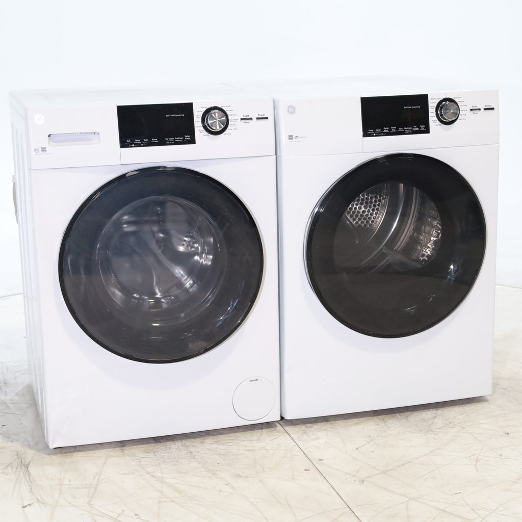 Pictures of Compact 24 in. Wide GE ENERGY STAR 2.4 cu. ft. Front Load Steam Washing Machine with 1400 RPM Spin Speed and Frontload Vented WiFi Capable ENERGY STAR 4.3 cu. ft. Electric Dryer with Stainless Steel Basket - Scratch & Dent - Moderate - Neu Appliance Outlet - Discount Appliance Outlet in Austin, Tx