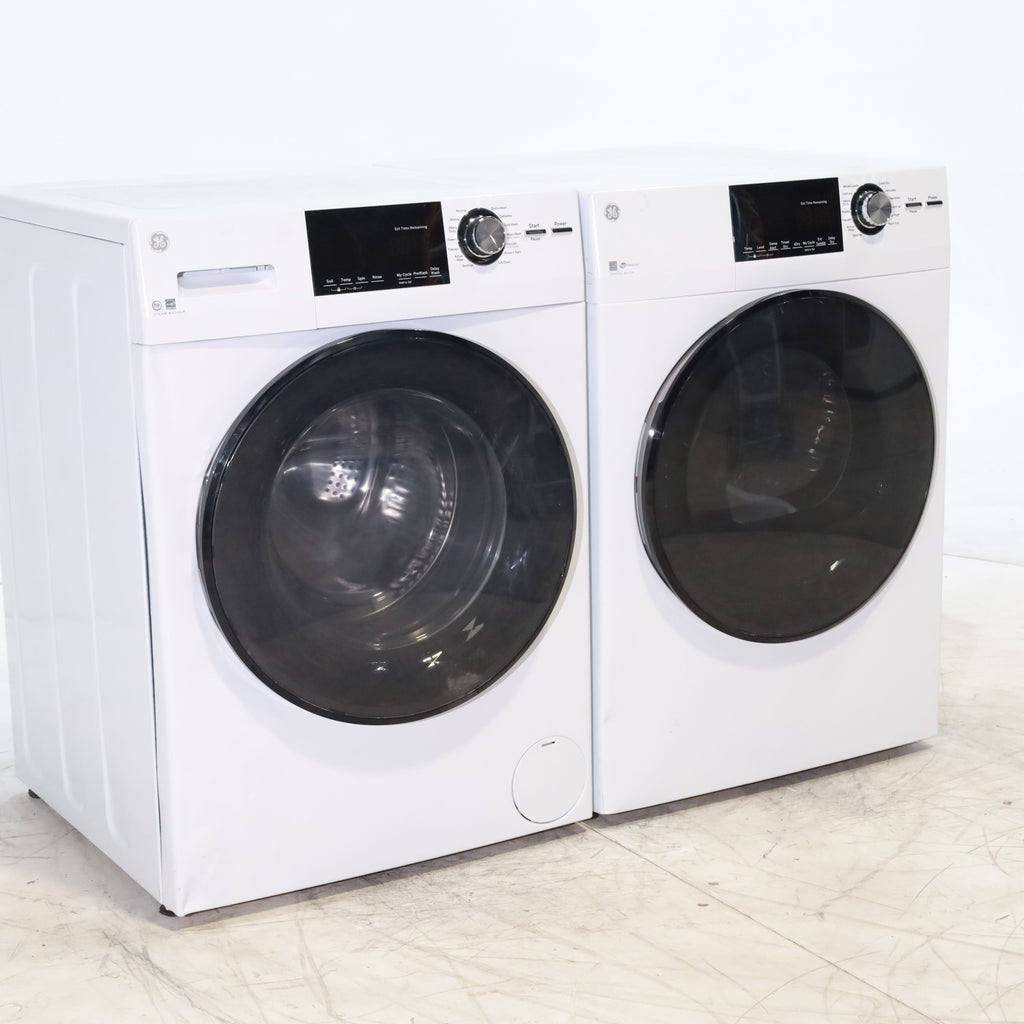 Pictures of Compact 24 in. Wide GE ENERGY STAR 2.4 cu. ft. Front Load Steam Washing Machine with 1400 RPM Spin Speed and Frontload Vented WiFi Capable ENERGY STAR 4.3 cu. ft. Electric Dryer with Stainless Steel Basket - Scratch & Dent - Moderate - Neu Appliance Outlet - Discount Appliance Outlet in Austin, Tx