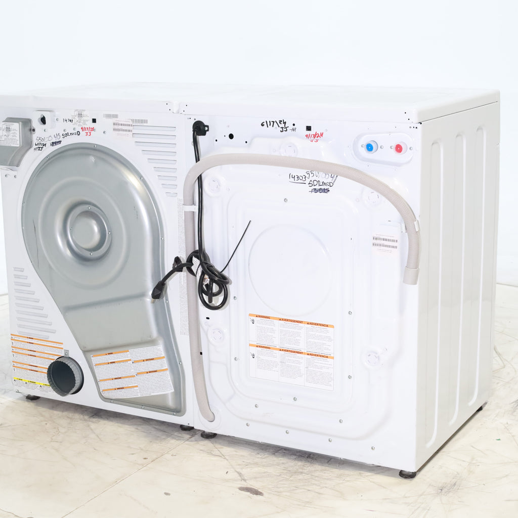 Pictures of Compact 24 in. Wide GE ENERGY STAR 2.4 cu. ft. Front Load Steam Washing Machine with 1400 RPM Spin Speed and Frontload Vented WiFi Capable ENERGY STAR 4.3 cu. ft. Electric Dryer with Stainless Steel Basket - Scratch & Dent - Moderate - Neu Appliance Outlet - Discount Appliance Outlet in Austin, Tx