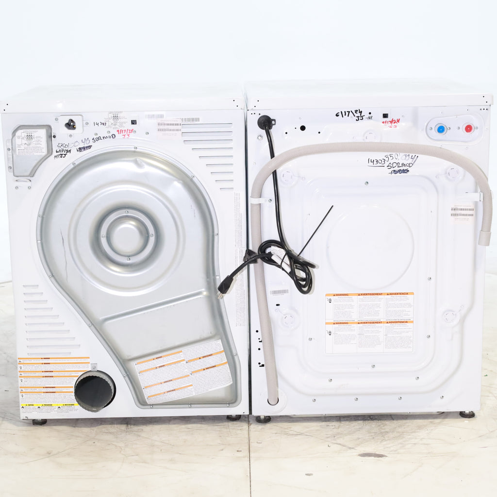 Pictures of Compact 24 in. Wide GE ENERGY STAR 2.4 cu. ft. Front Load Steam Washing Machine with 1400 RPM Spin Speed and Frontload Vented WiFi Capable ENERGY STAR 4.3 cu. ft. Electric Dryer with Stainless Steel Basket - Scratch & Dent - Moderate - Neu Appliance Outlet - Discount Appliance Outlet in Austin, Tx