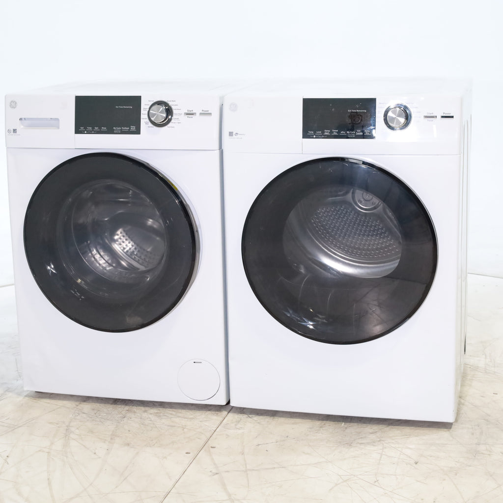 Pictures of Compact 24 in. Wide GE ENERGY STAR 2.4 cu. ft. Front Load Steam Washing Machine with 1400 RPM Spin Speed and Frontload Vented WiFi Capable ENERGY STAR 4.3 cu. ft. Electric Dryer with Stainless Steel Basket - Scratch & Dent - Moderate - Neu Appliance Outlet - Discount Appliance Outlet in Austin, Tx