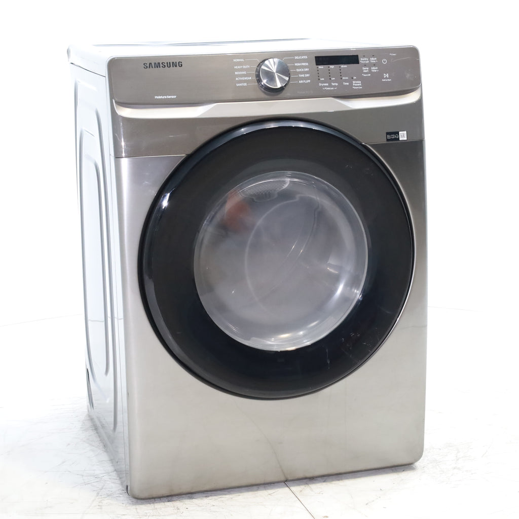 Pictures of Platinum Samsung 7.5 cu. ft. Frontload Electric Dryer with Sensor Dry - Scratch & Dent - Major - Neu Appliance Outlet - Discount Appliance Outlet in Austin, Tx