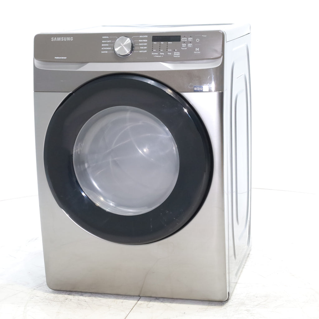 Pictures of Platinum Samsung 7.5 cu. ft. Frontload Electric Dryer with Sensor Dry - Scratch & Dent - Major - Neu Appliance Outlet - Discount Appliance Outlet in Austin, Tx