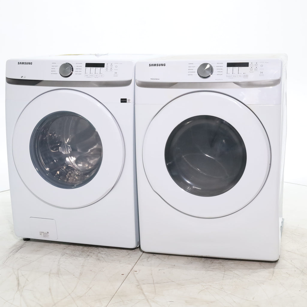 Pictures of ENERGY STAR Samsung 4.5 cu. ft. Front Load Washer with Vibration Reduction and Samsung 7.5 cu. ft. Front Load Electric Dryer with Sensor Dry and Interior Drum Light- Scratch & Dent - Moderate | Major - Neu Appliance Outlet - Discount Appliance Outlet in Austin, Tx
