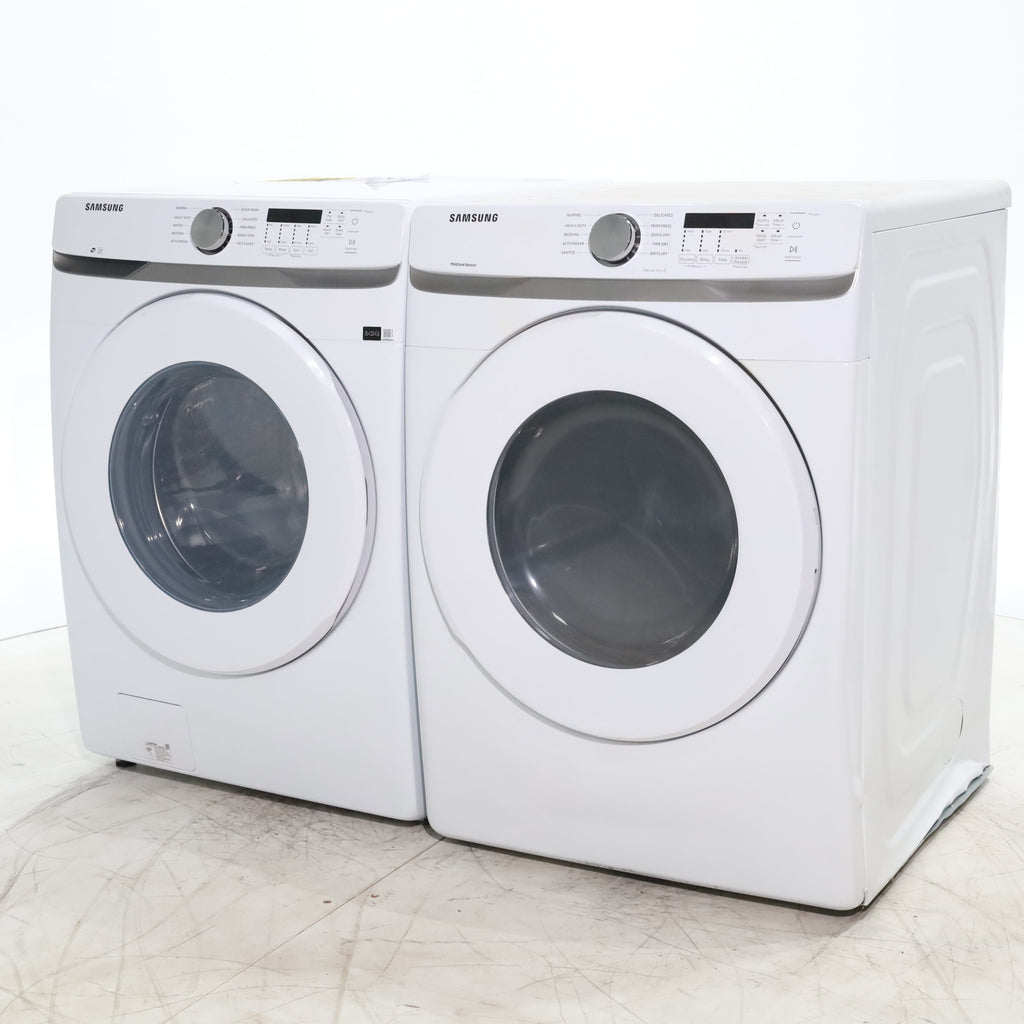 Pictures of ENERGY STAR Samsung 4.5 cu. ft. Front Load Washer with Vibration Reduction and Samsung 7.5 cu. ft. Front Load Electric Dryer with Sensor Dry and Interior Drum Light- Scratch & Dent - Moderate | Major - Neu Appliance Outlet - Discount Appliance Outlet in Austin, Tx