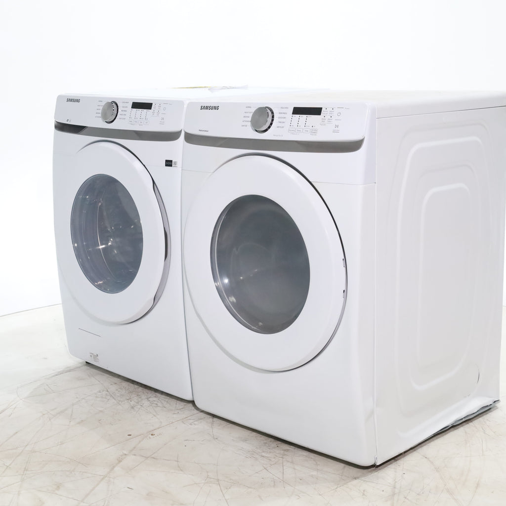 Pictures of ENERGY STAR Samsung 4.5 cu. ft. Front Load Washer with Vibration Reduction and Samsung 7.5 cu. ft. Front Load Electric Dryer with Sensor Dry and Interior Drum Light- Scratch & Dent - Moderate | Major - Neu Appliance Outlet - Discount Appliance Outlet in Austin, Tx
